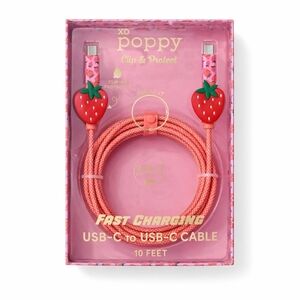 Xo Poppy USB-C Fast Charging Cable with Strawberry Clips